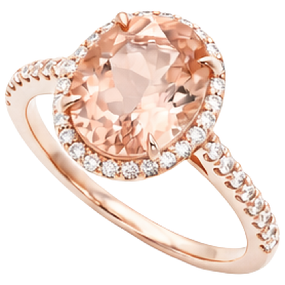 natural round morganite 27.50ct ring close up detail