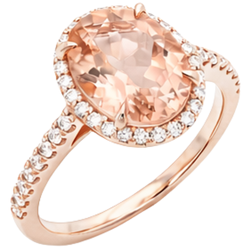 natural round morganite 27.50ct ring top view