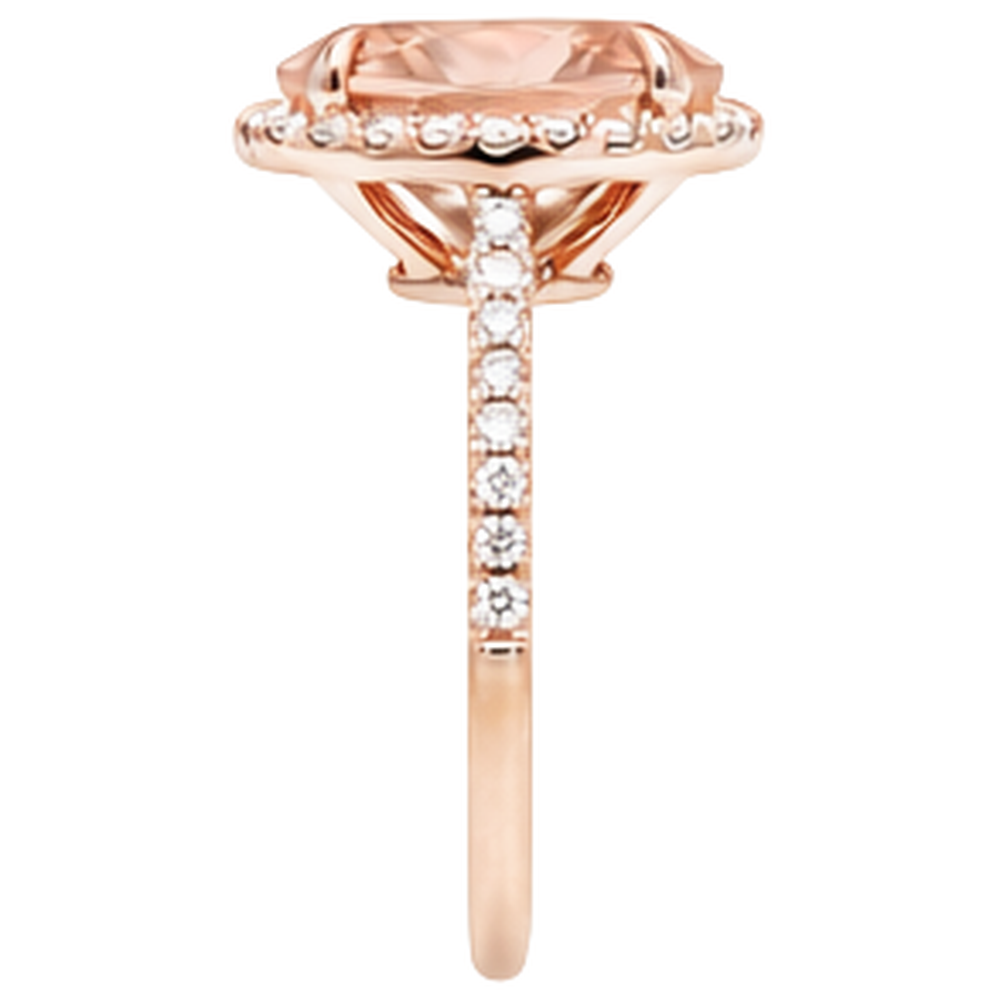 natural round morganite 27.50ct ring profile view