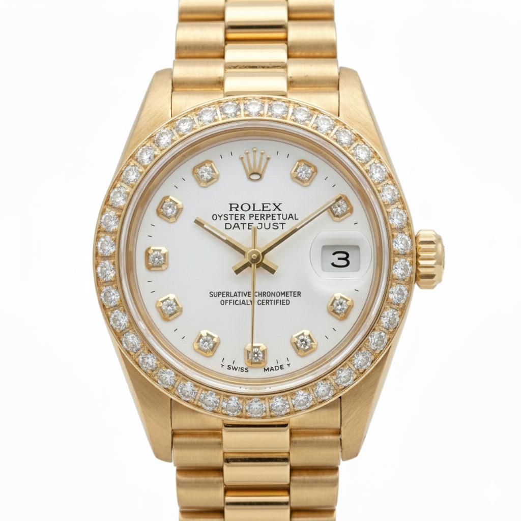 Rolex Dj Watch Presidential Style Gold Bezel Diamond Dial Rolex