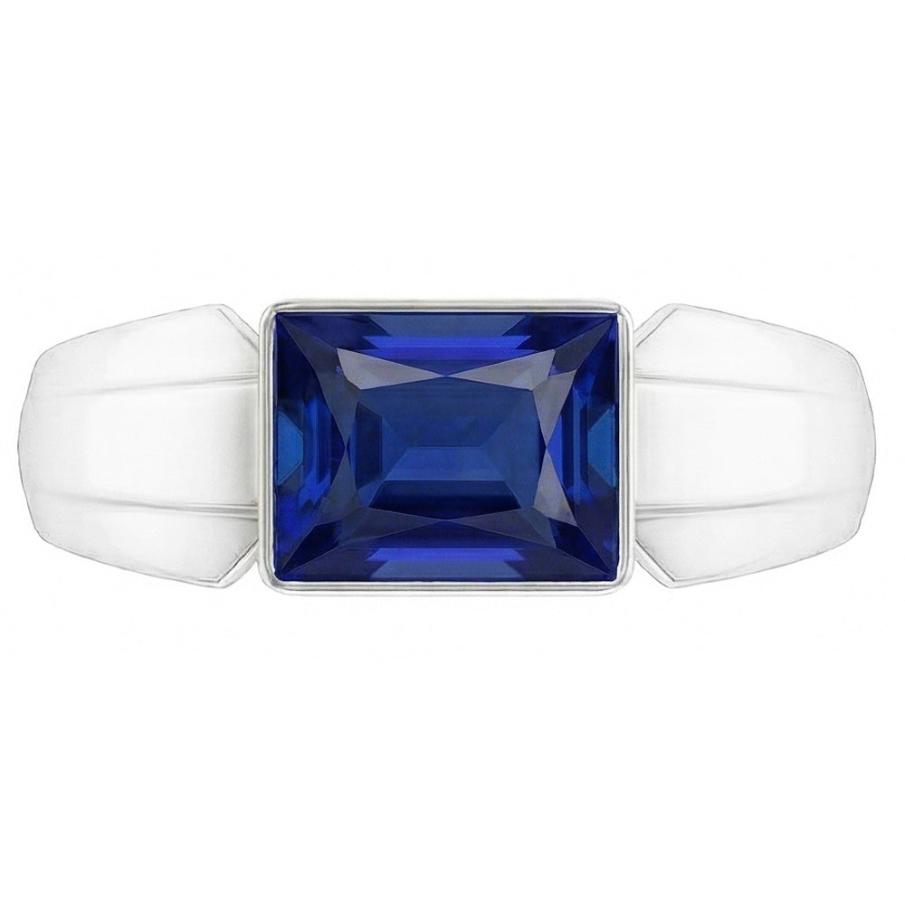 Natural 2 Carats Solitaire Womens Ring Princess Ceylon Sapphire Bezel Set
