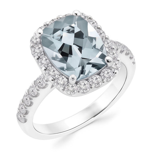 Natural Aquamarine Ring 11.25ct - White Gold 14K