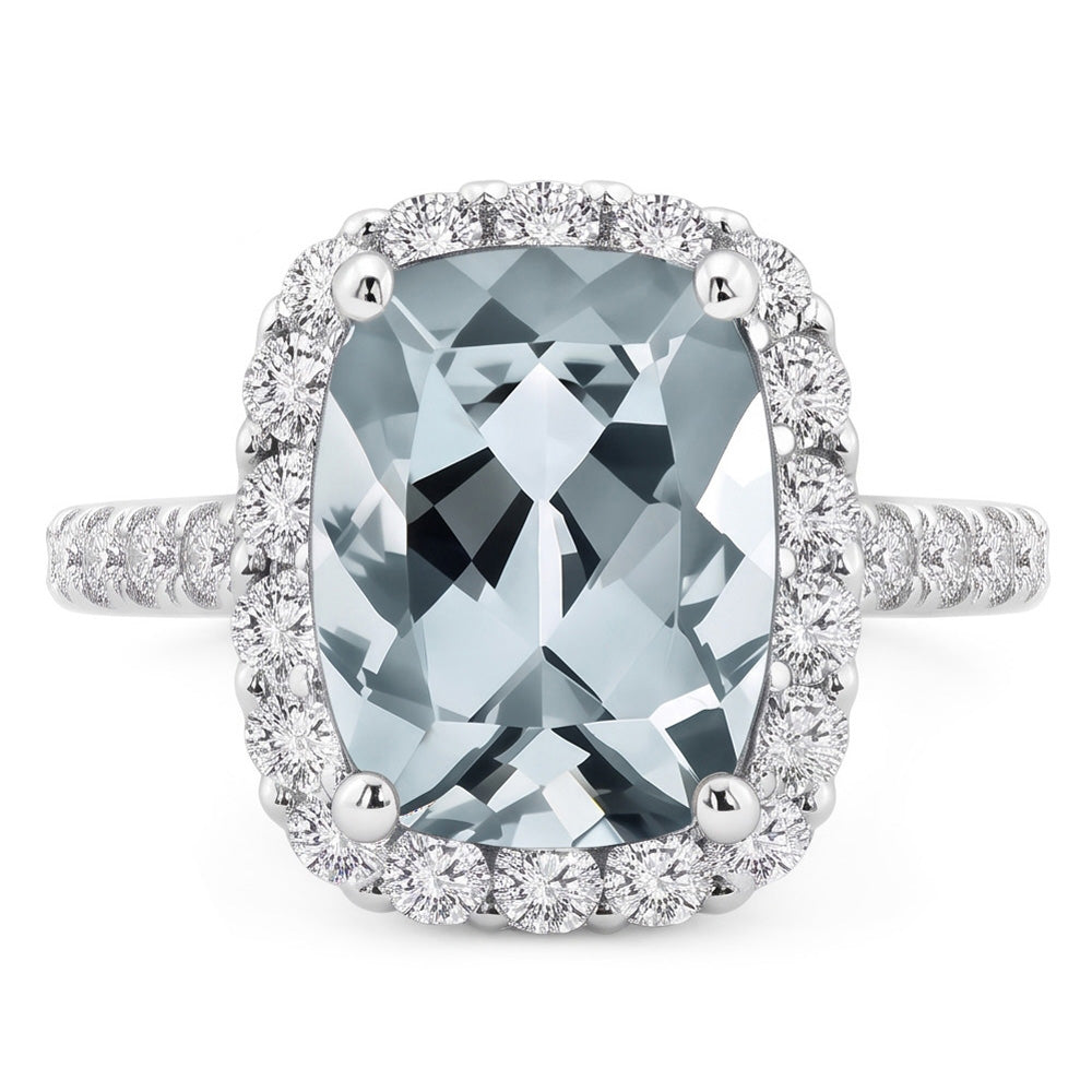 Natural Aquamarine Ring 11.25ct - White Gold 14K