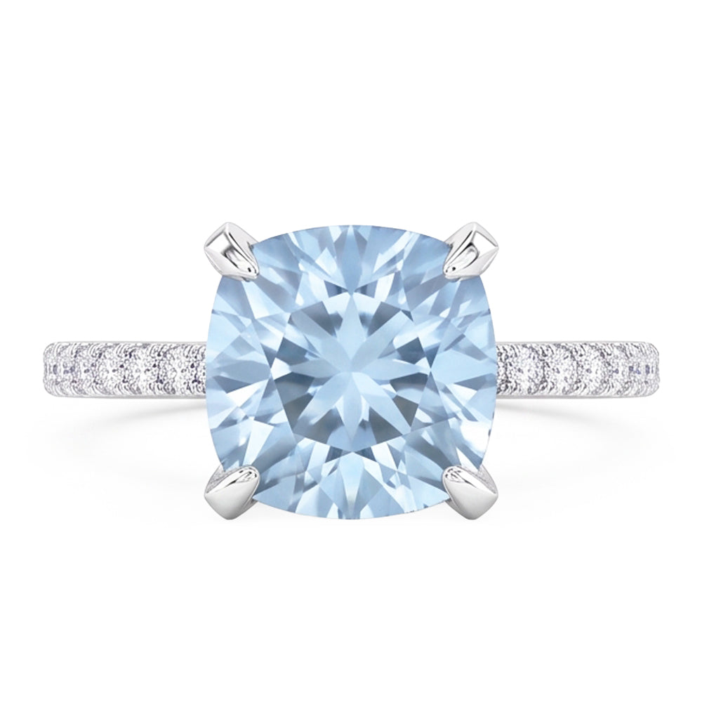 Natural Aquamarine Ring 8.70ct - White Gold 14K