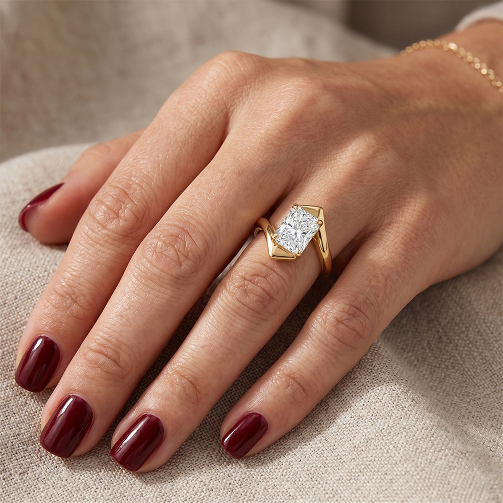 Natural Brilliant Diamond Single Stone Ring – 14K Yellow Gold 2