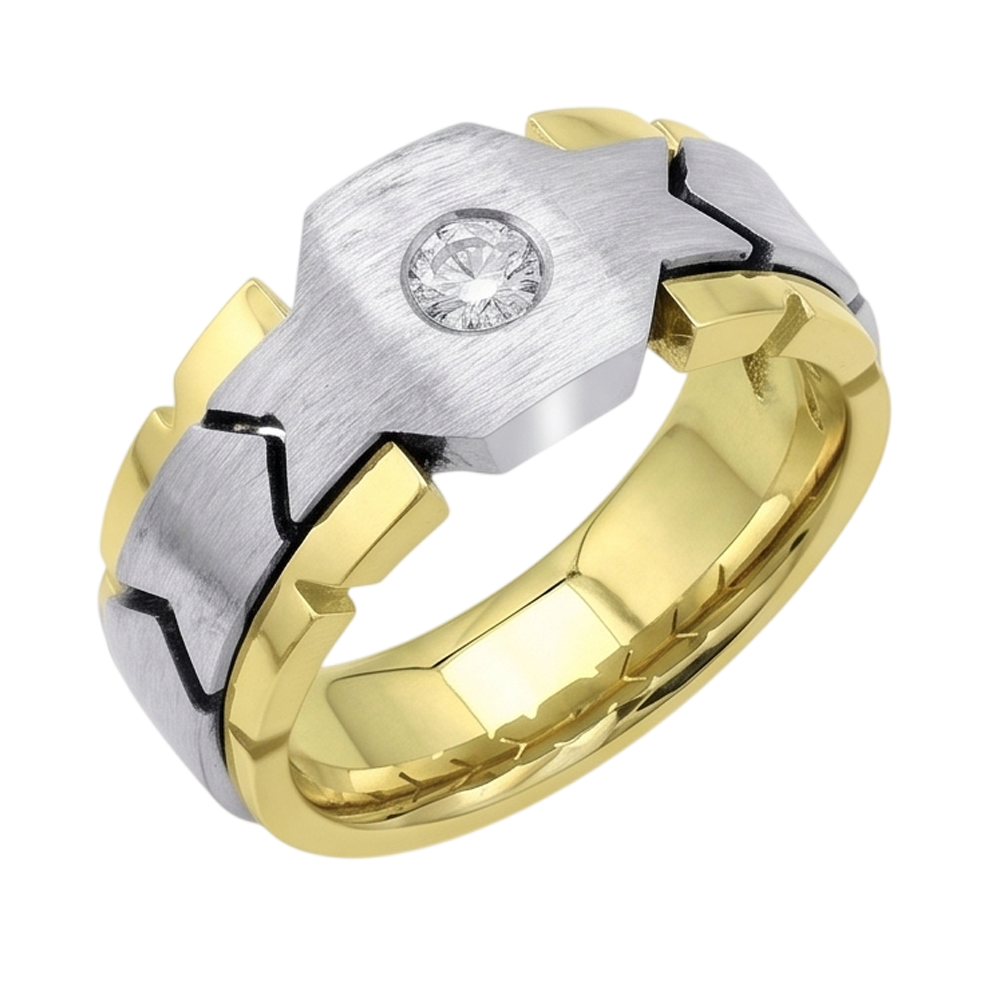Natural Diamond Ring 0.50ct - Two Tone 14K Gold