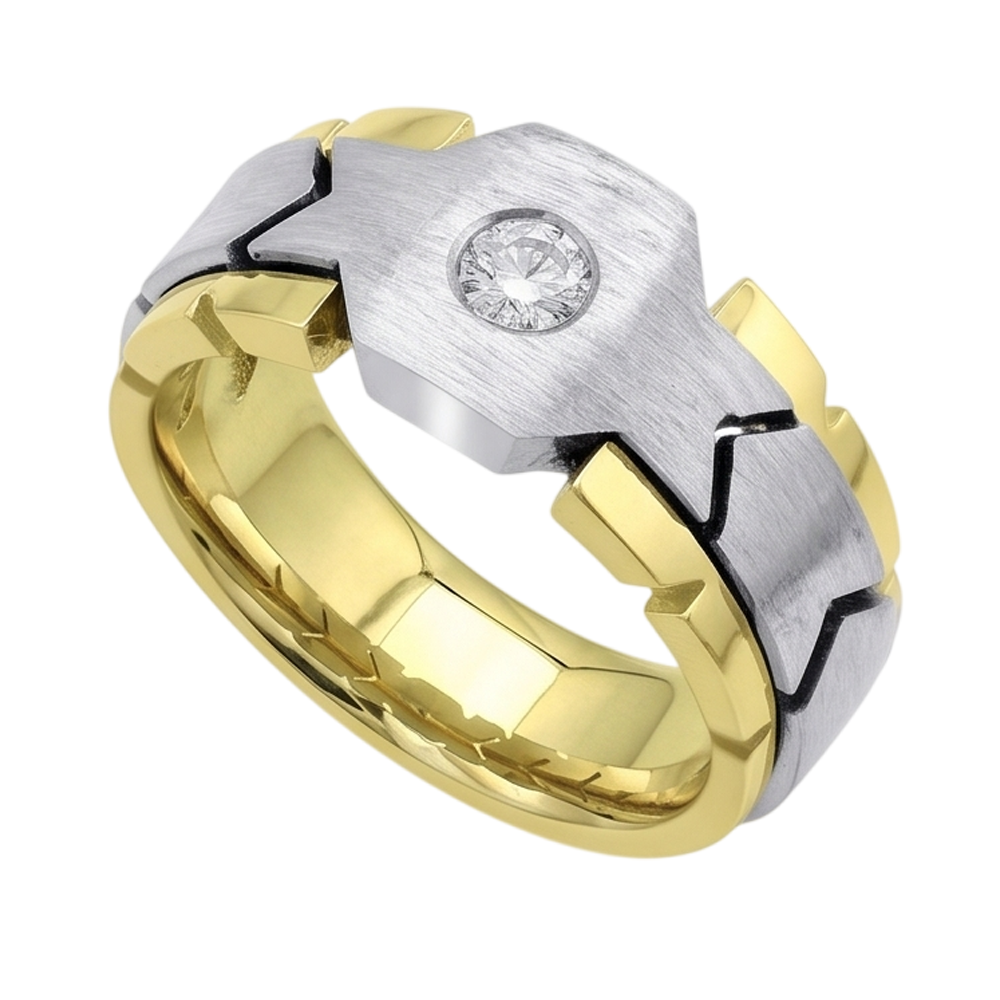 Natural Diamond Ring 0.50ct - Two Tone 14K Gold