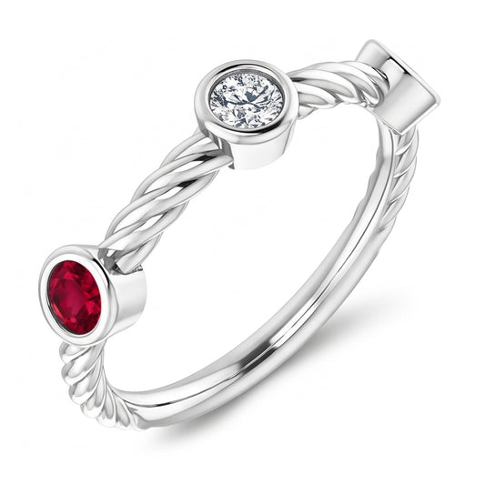 Natural Diamond Ring 0.90ct - White Gold 14K