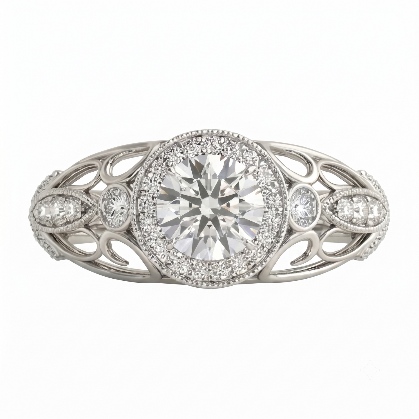 Natural Diamond Ring 1.10ct - White Gold 14K