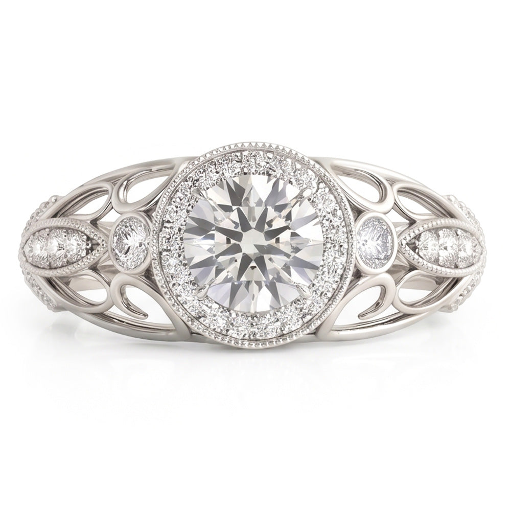 Natural Diamond Ring 1.10ct - White Gold 14K