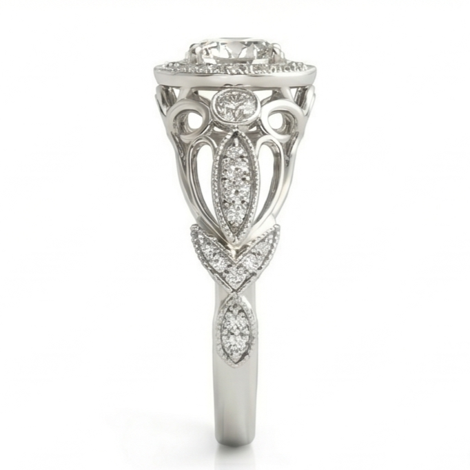 Natural Diamond Ring 1.10ct - White Gold 14K