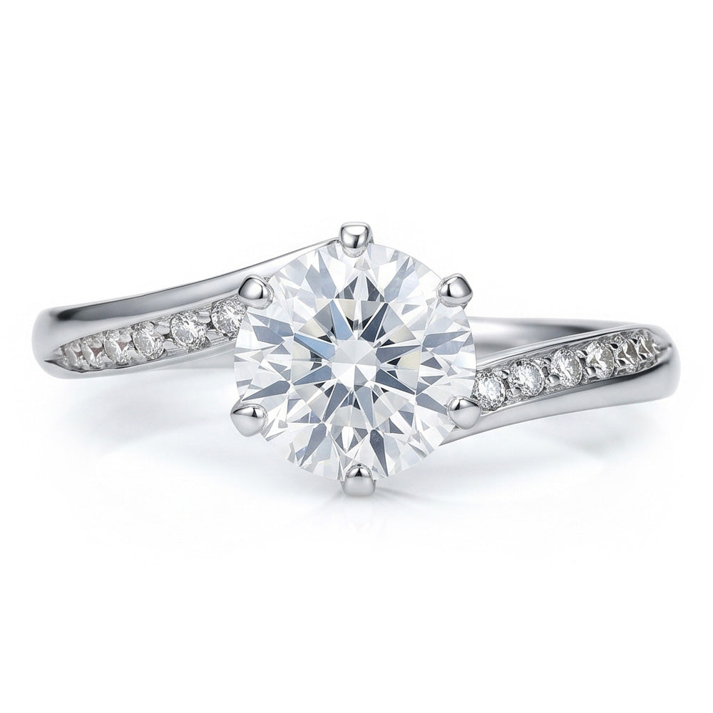 Natural Diamond Ring 1.36ct - White Gold 14K