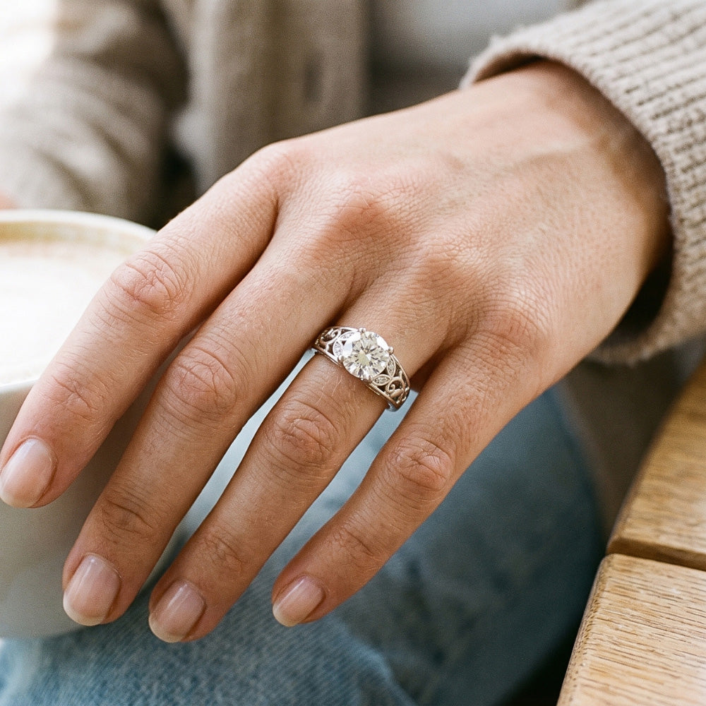 Natural Diamond Ring 1.50ct - White Gold 14K