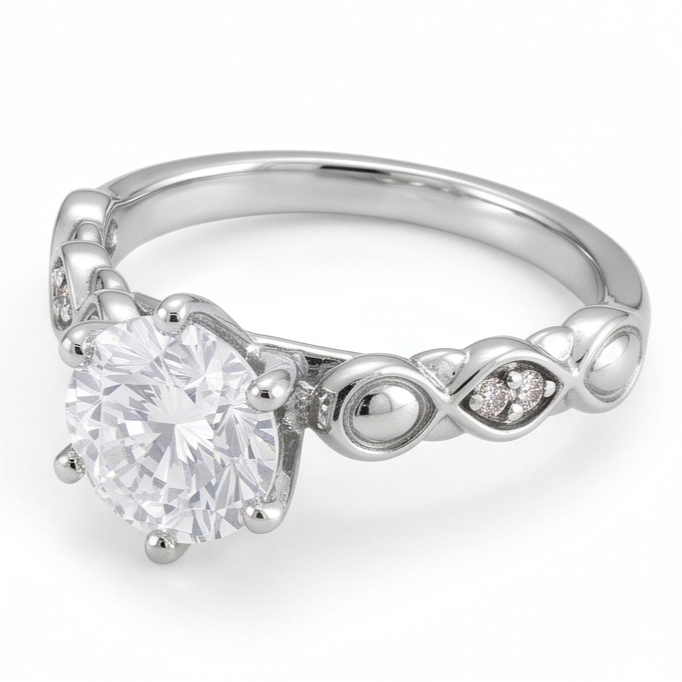 Natural Diamond Ring 1.60ct - White Gold 14K