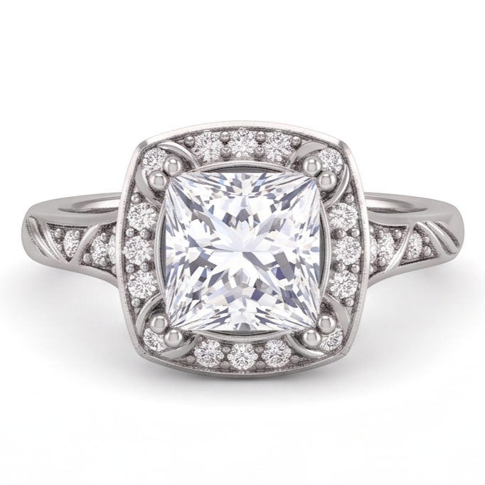 Natural Diamond Ring 1.72ct - White Gold 14K