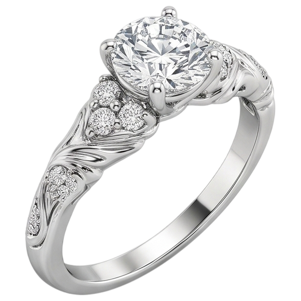 Natural Diamond Ring 1.85ct - White Gold 14K