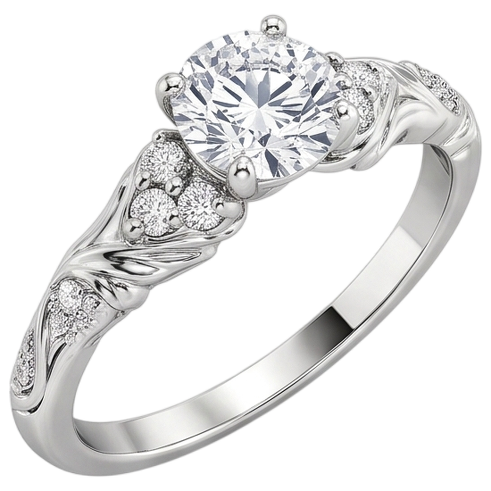 Natural Diamond Ring 1.85ct - White Gold 14K