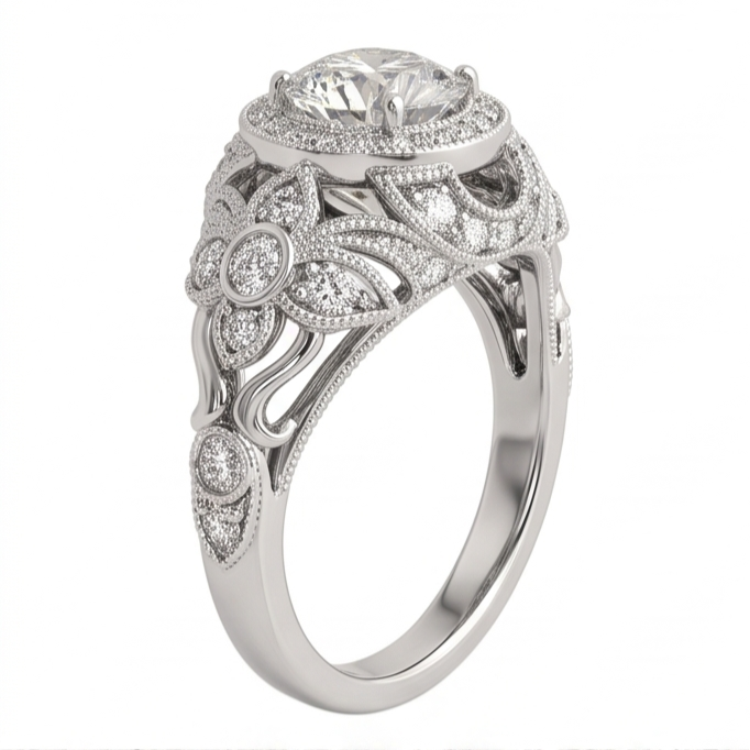 Natural Diamond Ring 2.0ct - White Gold 14K