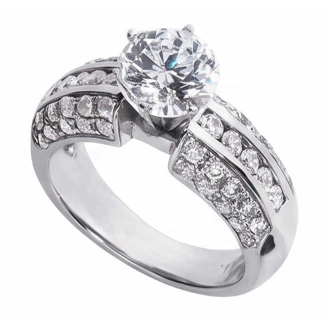 Natural Diamond Ring 2.25ct - White Gold 14K