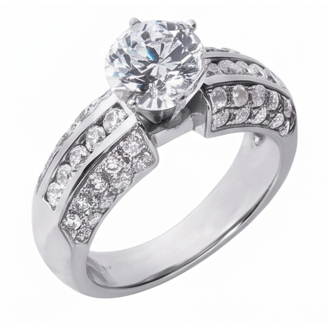 Natural Diamond Ring 2.25ct - White Gold 14K