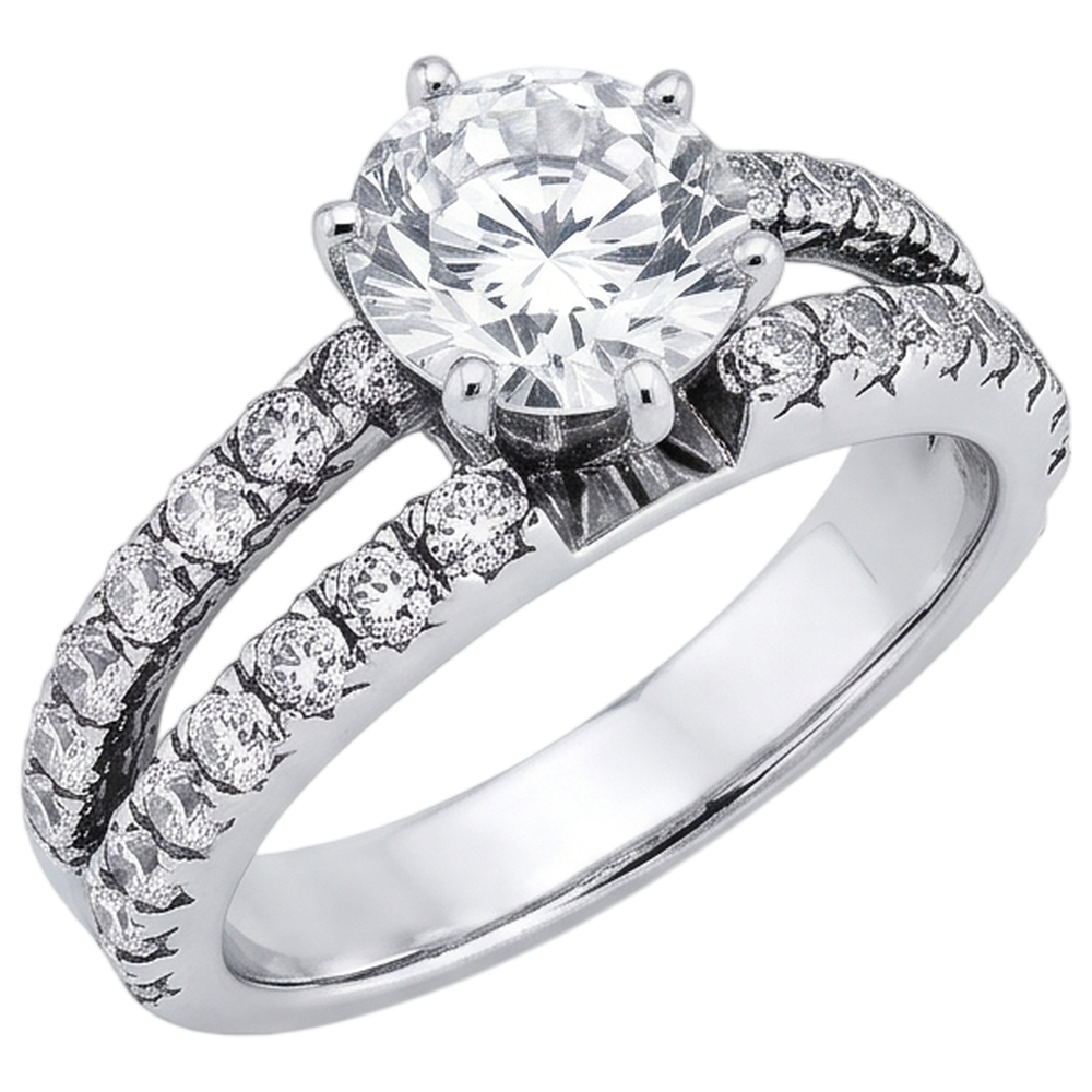 Natural Diamond Ring 2.50ct - White Gold 14K
