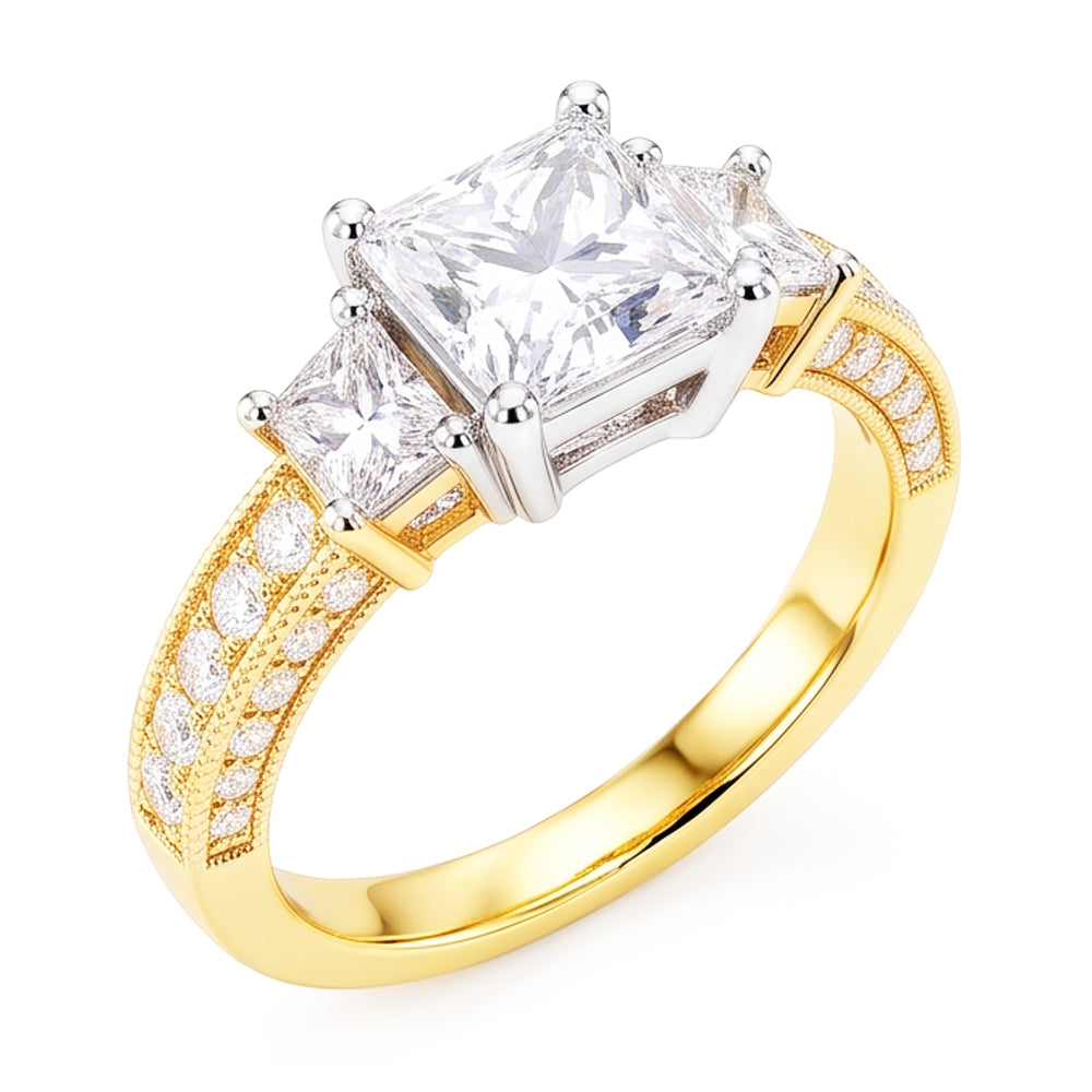 Natural Diamond Ring 2.75ct - Two Tone 14K Gold