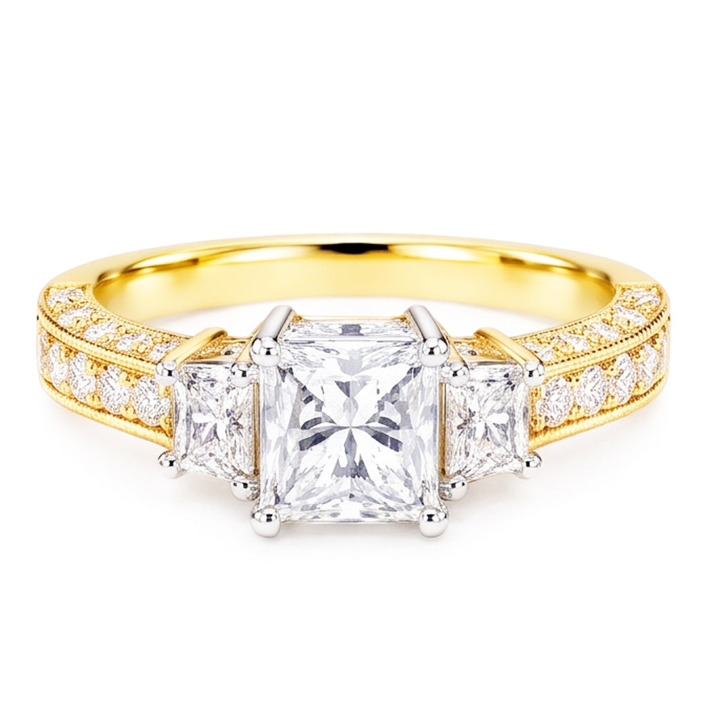 Natural Diamond Ring 2.75ct - Two Tone 14K Gold