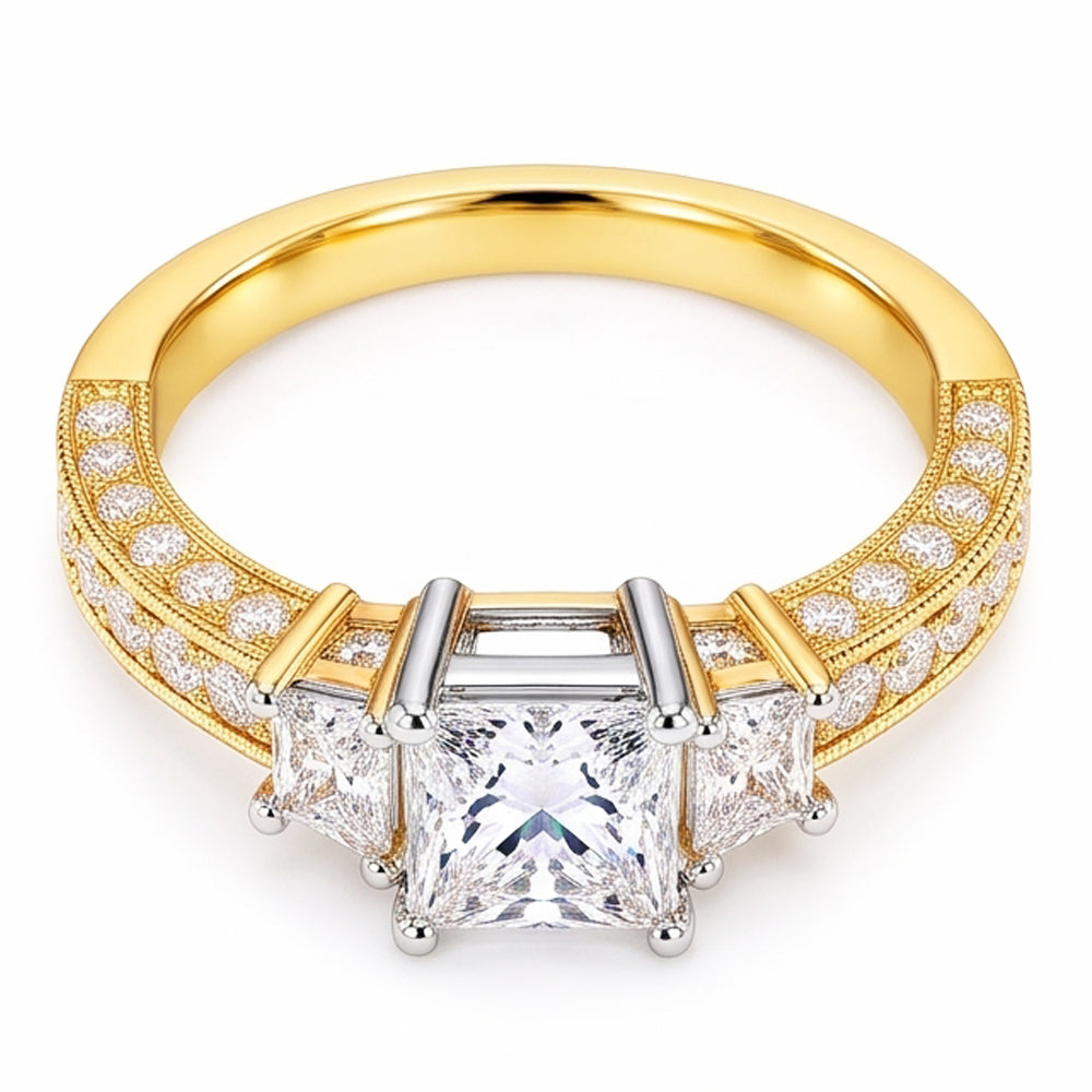 Natural Diamond Ring 2.75ct - Two Tone 14K Gold