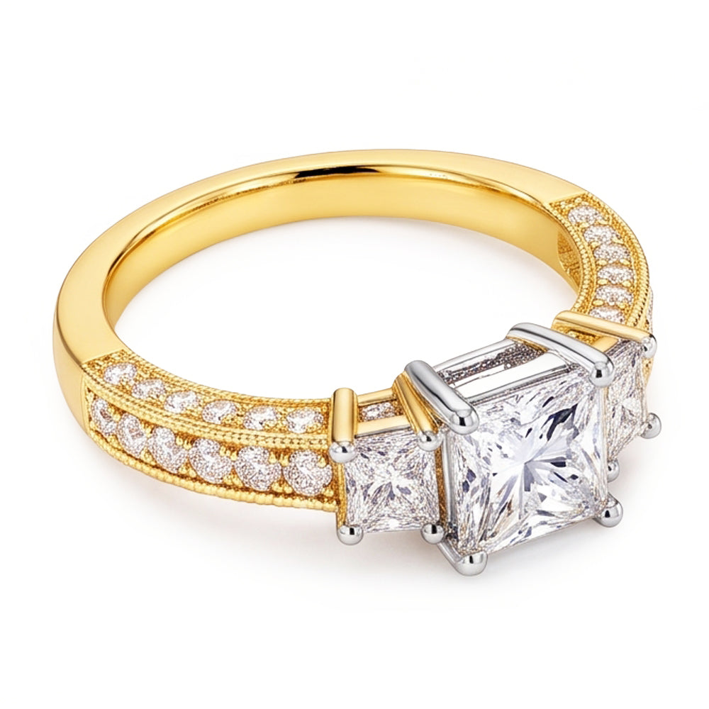 Natural Diamond Ring 2.75ct - Two Tone 14K Gold