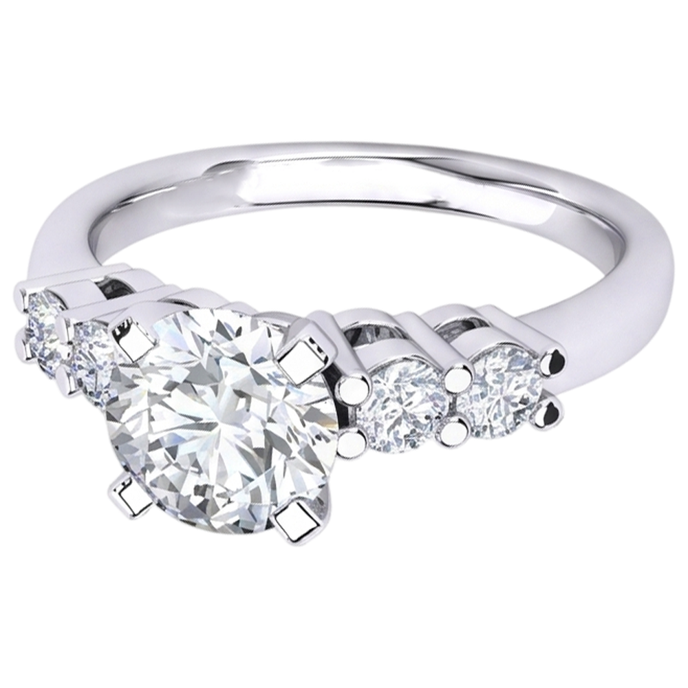 Natural Diamond Ring 2.85ct - White Gold 14K