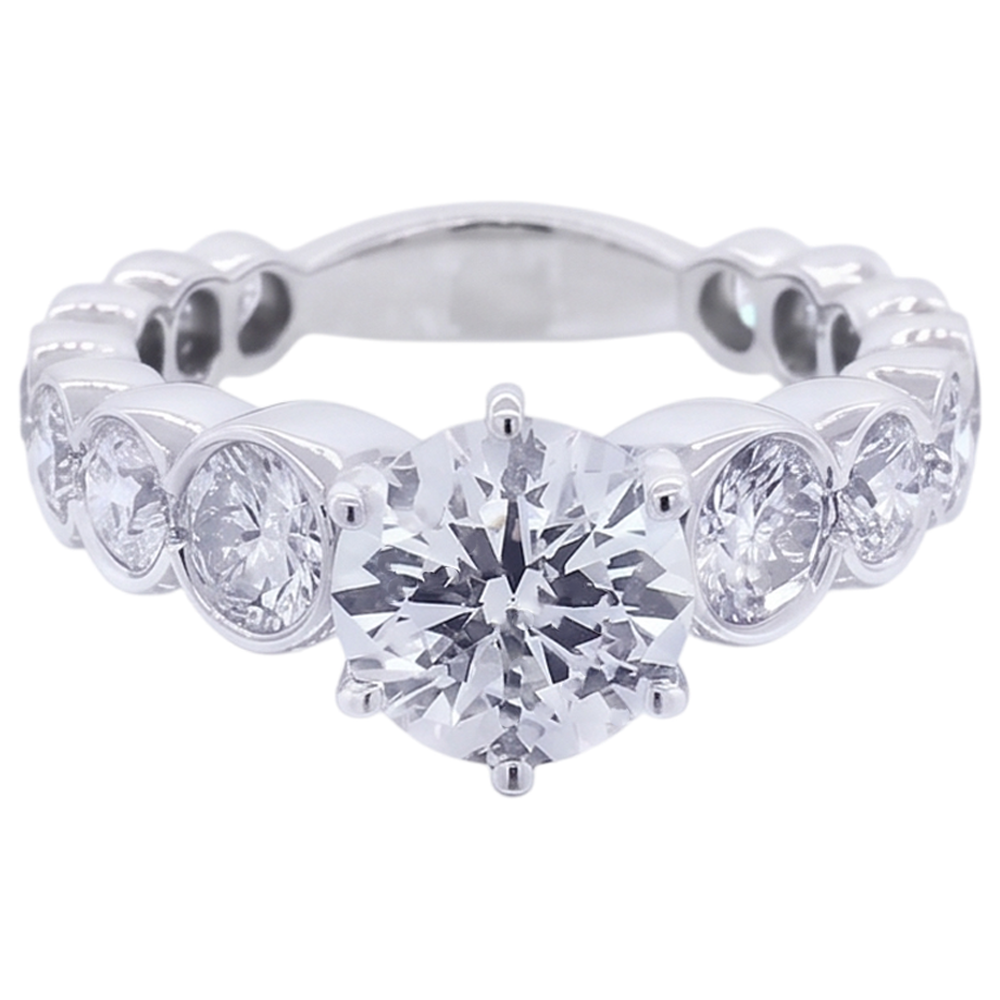 Natural Diamond Ring 3.50ct - White Gold 14K