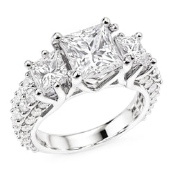 Natural Diamond Ring 3.50ct - White Gold 14K