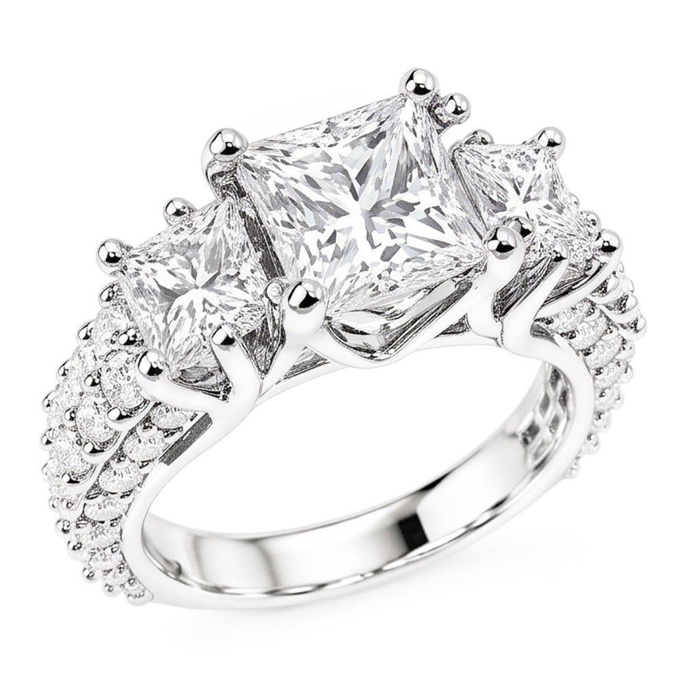 Natural Diamond Ring 3.50ct - White Gold 14K