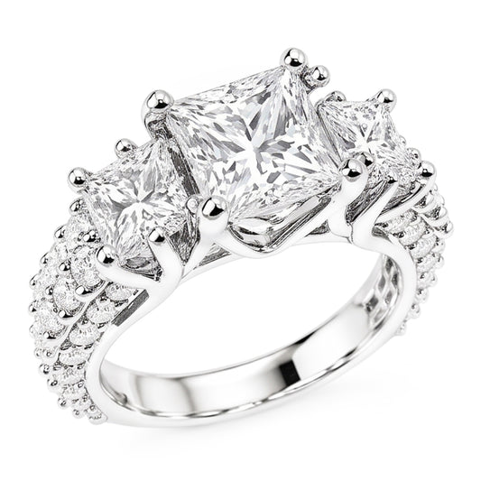 Natural Diamond Ring 3.50ct - White Gold 14K