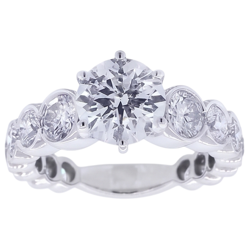 Natural Diamond Ring 3.50ct - White Gold 14K