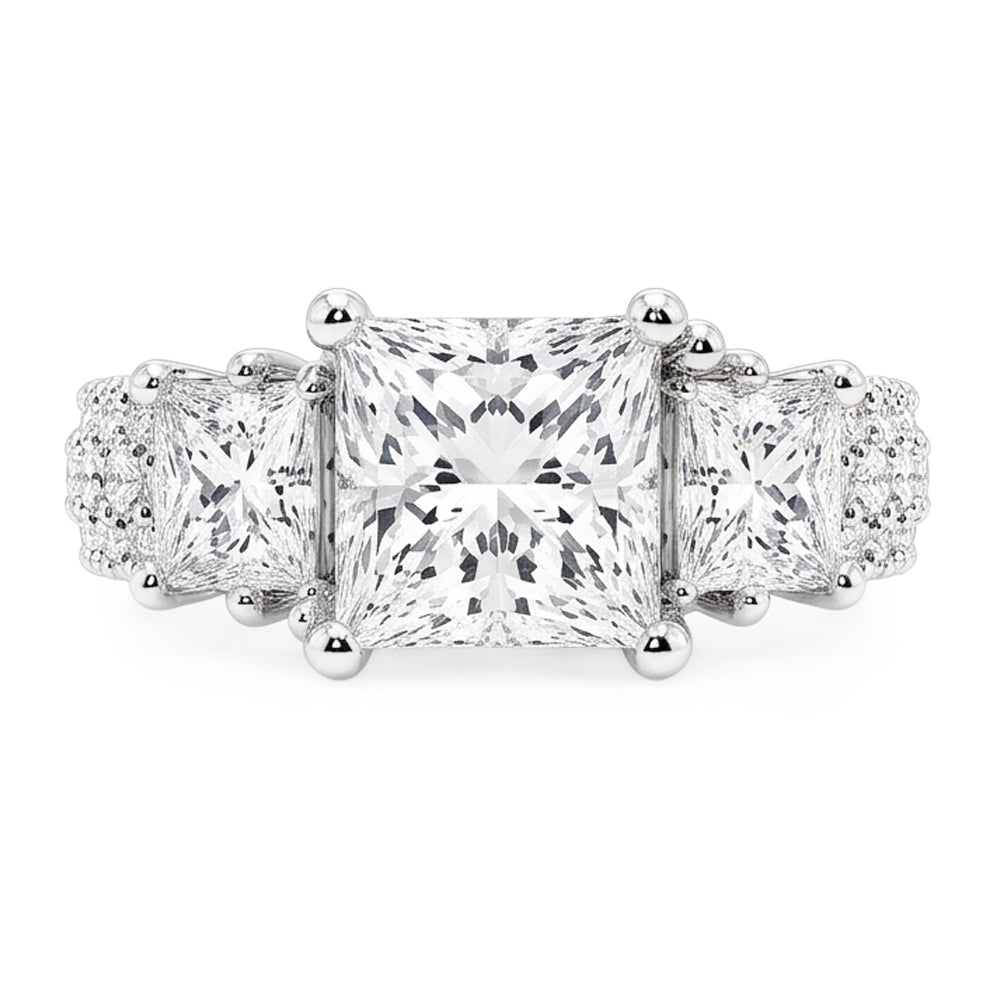 Natural Diamond Ring 3.50ct - White Gold 14K