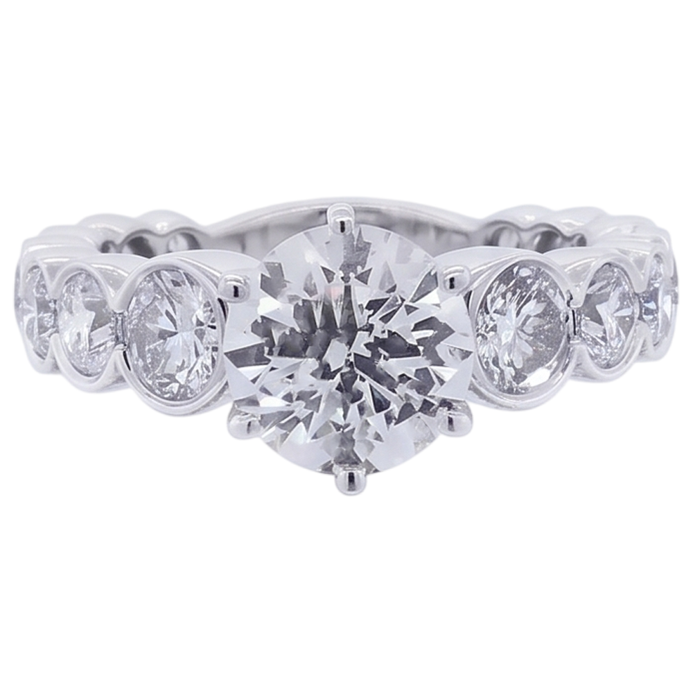 Natural Diamond Ring 3.50ct - White Gold 14K