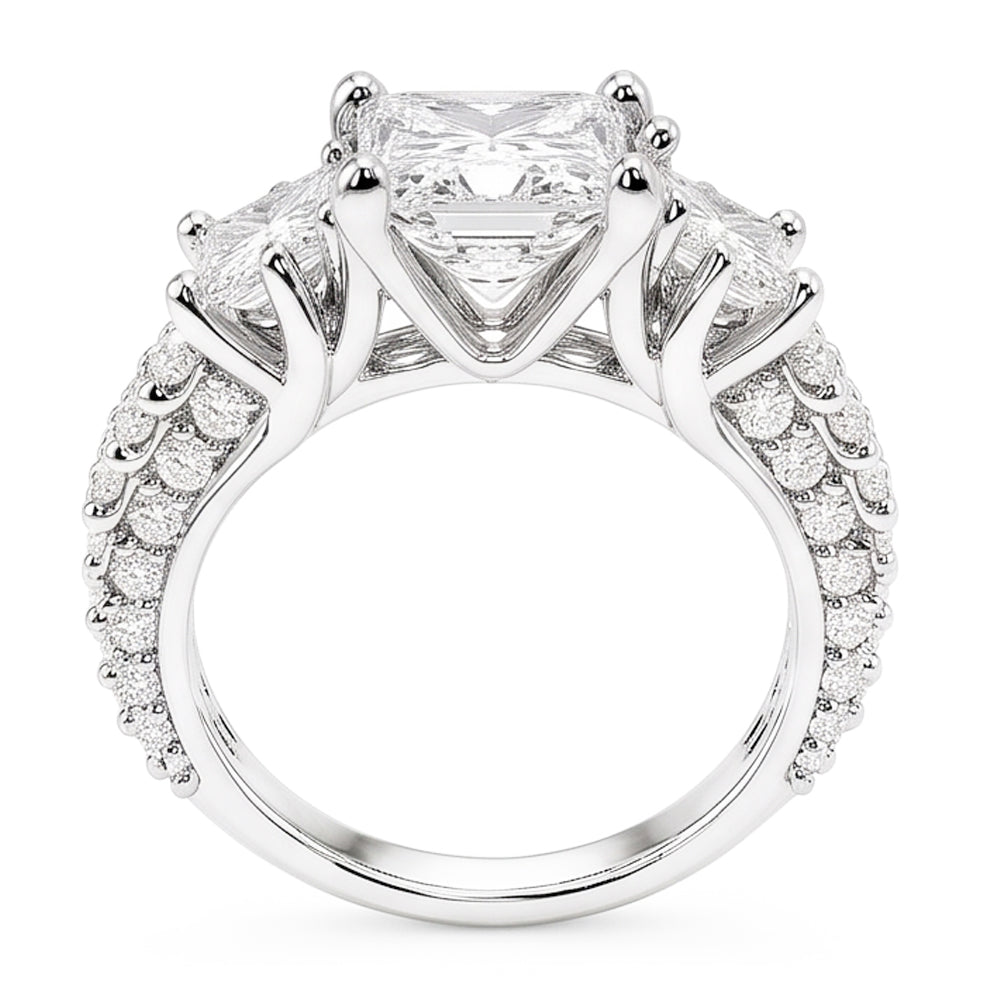 Natural Diamond Ring 3.50ct - White Gold 14K