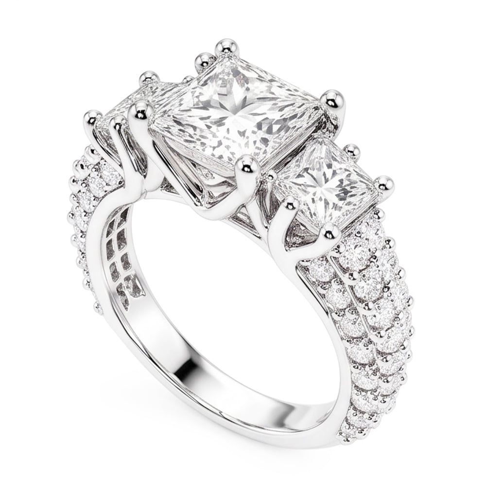 Natural Diamond Ring 3.50ct - White Gold 14K