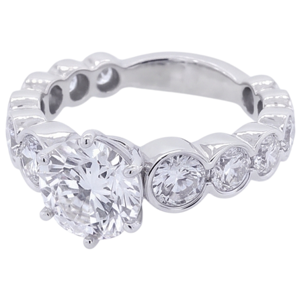 Natural Diamond Ring 3.50ct - White Gold 14K