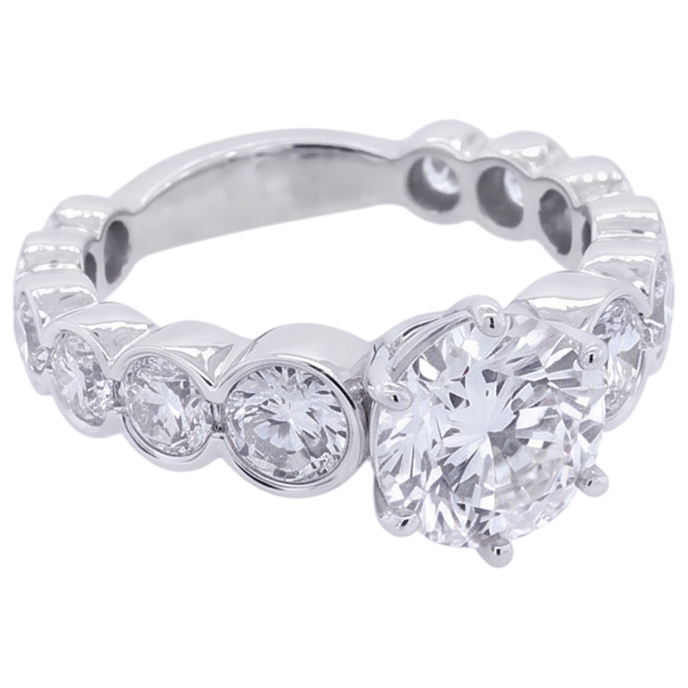 Natural Diamond Ring 3.50ct - White Gold 14K