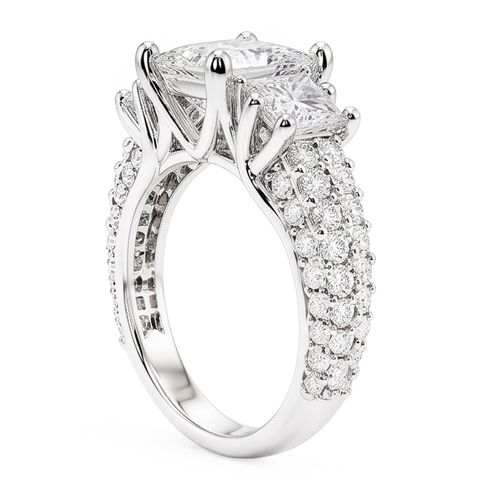 Natural Diamond Ring 3.50ct - White Gold 14K