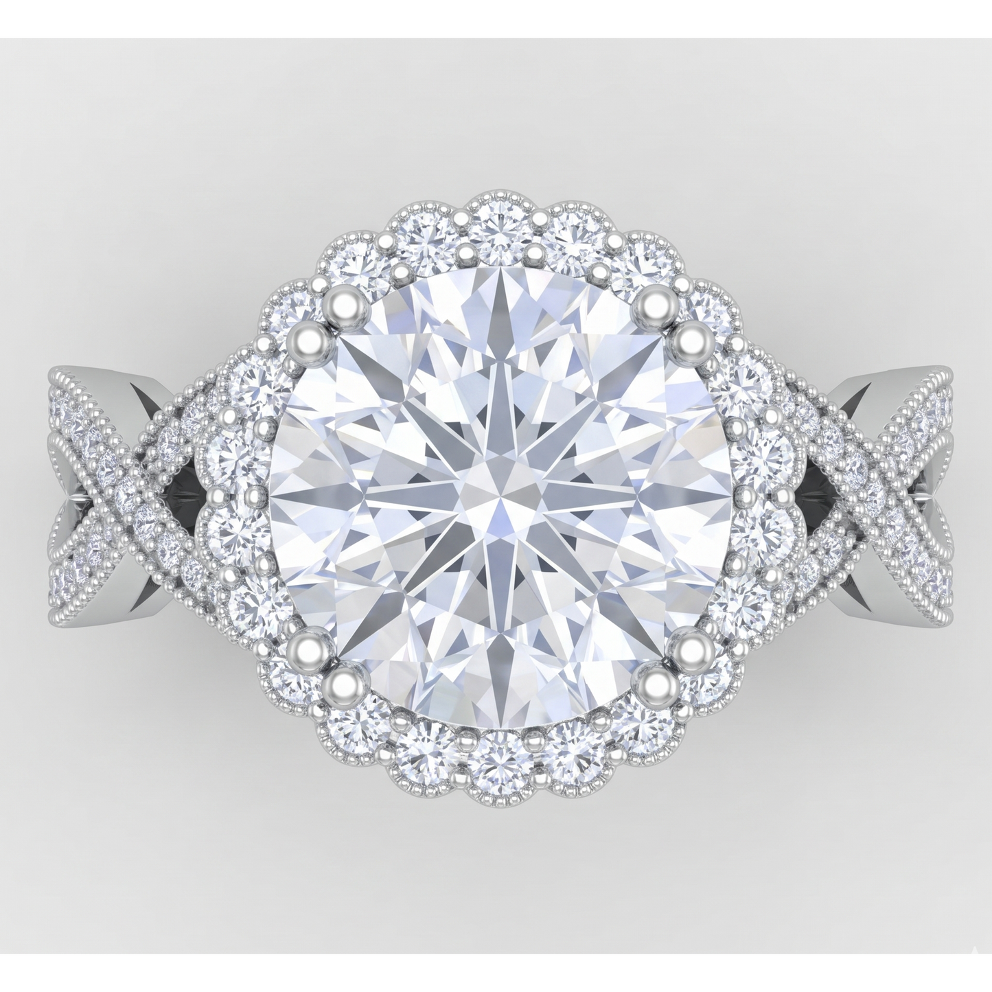 Natural Diamond Ring 3ct - White Gold 14K