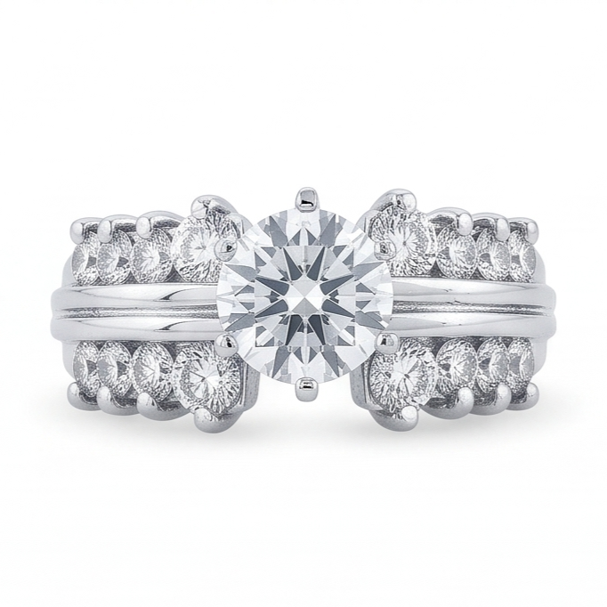 Natural Diamond Ring 3ct - White Gold 14K
