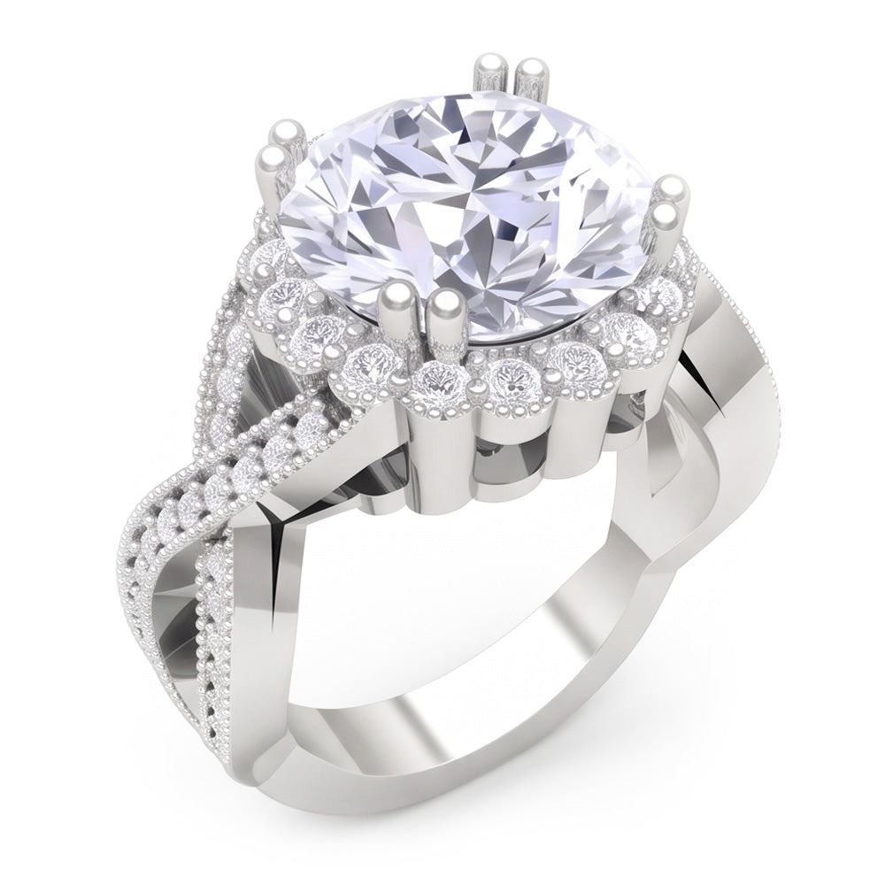 Natural Diamond Ring 3ct - White Gold 14K