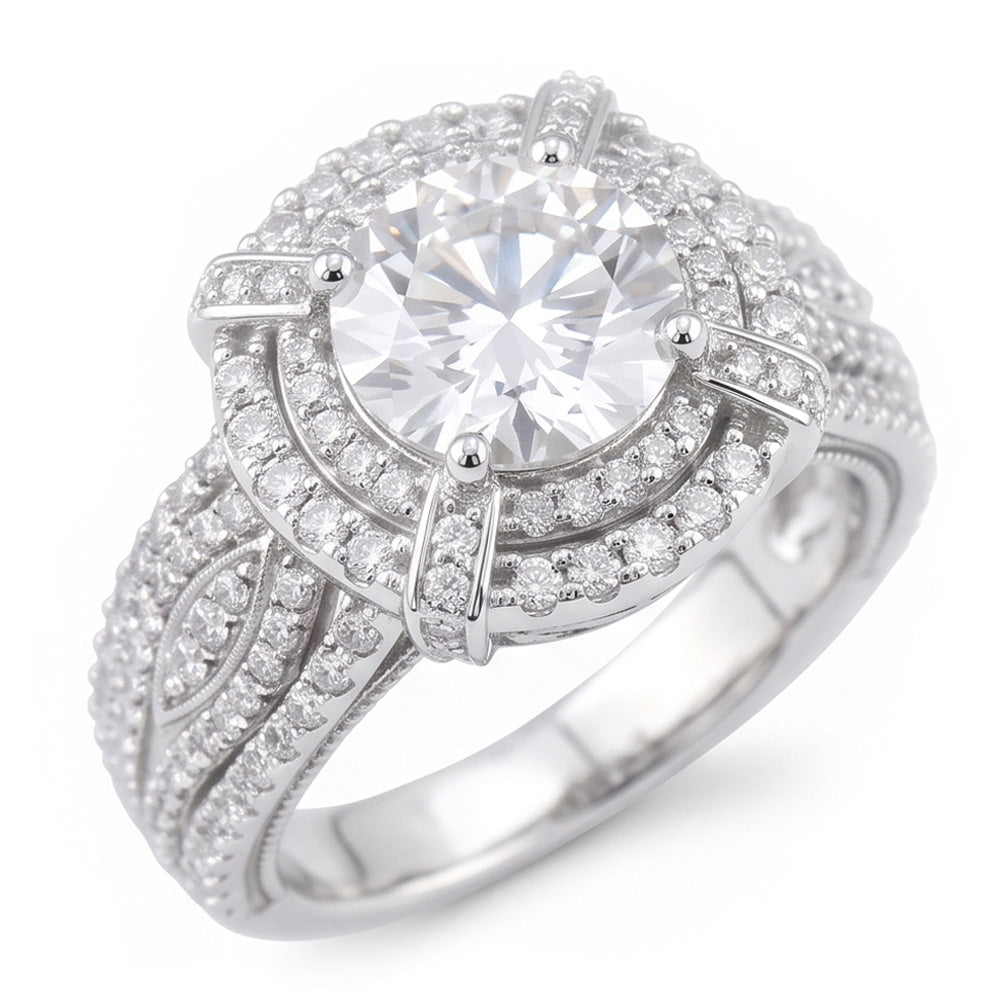 Natural Diamond Ring 3ct - White Gold 14K