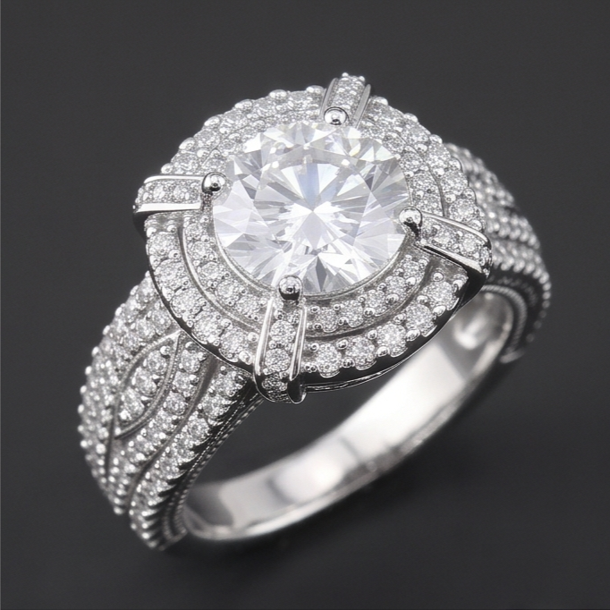 Natural Diamond Ring 3ct - White Gold 14K