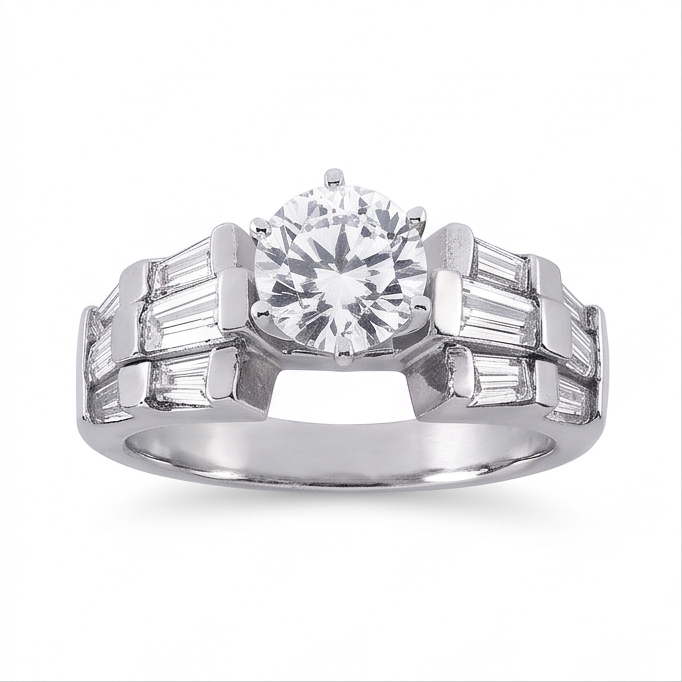 Natural Diamond Ring 3ct - White Gold 14K