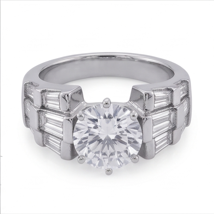Natural Diamond Ring 3ct - White Gold 14K