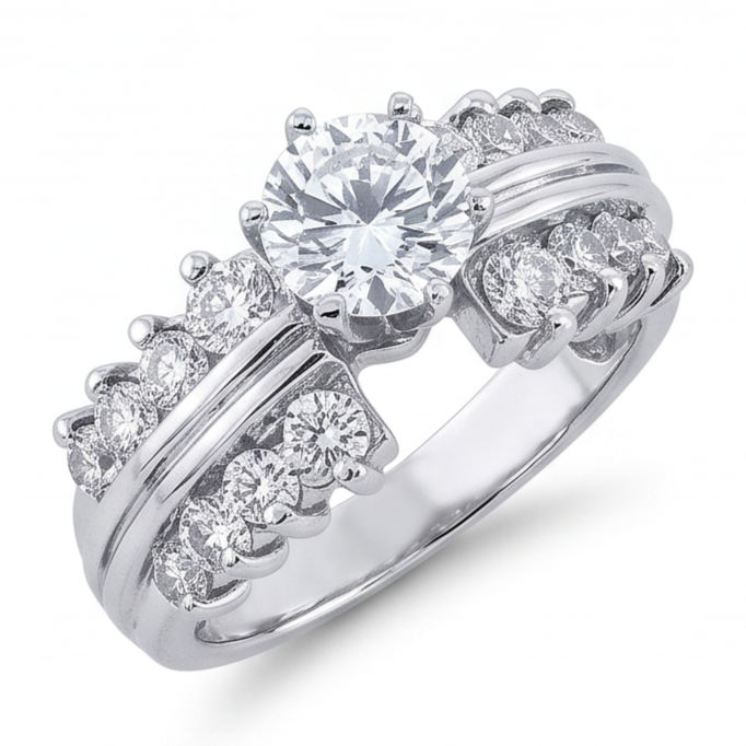 Natural Diamond Ring 3ct - White Gold 14K